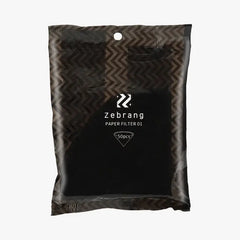 Zebrang Paper Filter 01 package with chevron pattern, 50 count, white background