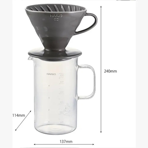 Crafts Science Beaker Server and Ceramic Dripper Set 600mL Gray