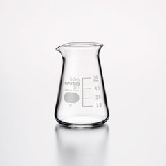 Empty 50ml Hario Scientific glass beaker with measurement markings and pouring spout.