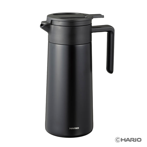 Matte black thermal server shown from side view highlighting sleek finish and ergonomic handle design