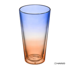 Double-wall glass with blue to orange gradient ombre design by Hario USA.