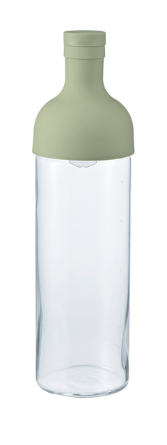 Empty Filter-in Bottle with sage-colored cap and wide glass lower chamber displayed upright.