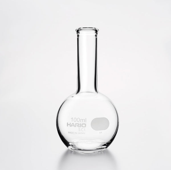 Empty Hario flask vase 100ml with bulbous base and tall narrow neck.