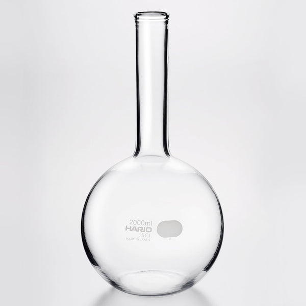 Empty Hario flask vase 2000ml largest size with maximum-capacity round base.