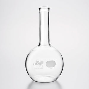 Empty Hario flask vase 500ml with substantial round base and extended neck.