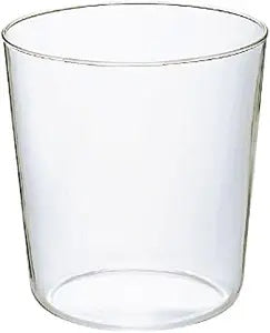 Empty clear glass with thin rim and straight sides, suitable for beverages.