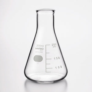 Empty 200ml HARIO laboratory flask with etched capacity markings and flat bottom