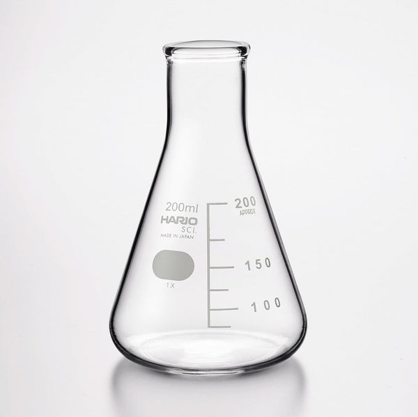 Empty 200ml HARIO laboratory flask with etched capacity markings and flat bottom