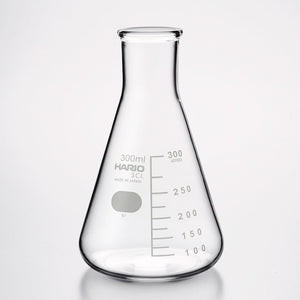 Empty 300ml HARIO laboratory flask showing larger capacity with measurement indicators