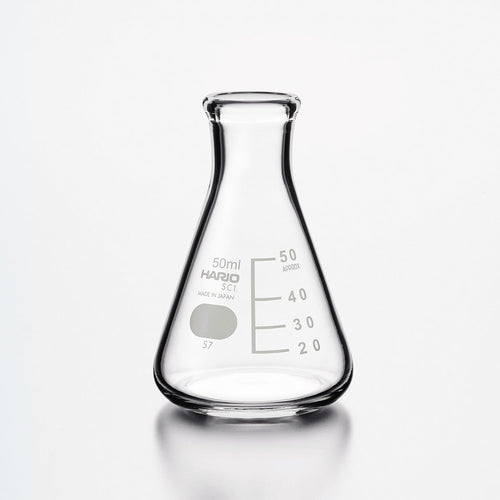 Empty 50ml HARIO laboratory flask with scale markings and wider conical base