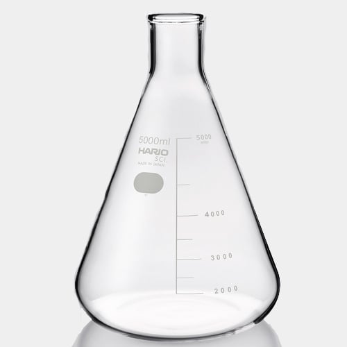 Empty 5000ml HARIO laboratory flask, largest capacity size with volume scale indicators