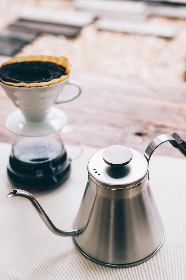 V60 Wood Drip Kettle 1200mL Silver