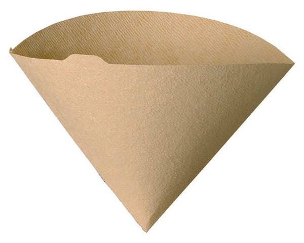 Single white cone-shaped V60 paper filter on neutral background.