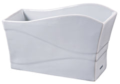 White ceramic paper filter stand with curved sides and angled bottom design