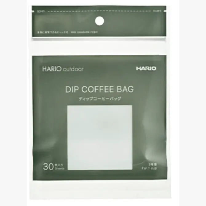 HARIO outdoor dip coffee bag package, green pouch containing 30 individual coffee bags for brewing